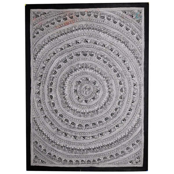 Intricate Mandala Art | Authentic Madhubani Painting Unframed 32.2 x 24.2 inches - 32.2 x 24.2 inches