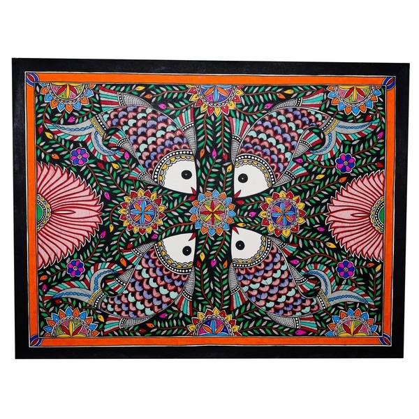Fairo.Store Madhubani Fish Mandala Painting - Intricate Handmade Artwork (32.2×24.2 inches)