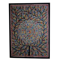   Madhubani Fishes and Trees Hand-painted Art Painting - Traditional Indian Art for Home Décor - Unframed (32.2 x 24.2 inches) - 32.2 x 24.2 inches