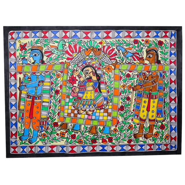 Fairo.Store Madhubani Handmade Doli Kahar Paper Painting - Vibrant Traditional Art - Unframed (32.2 x 24.2 inches) - 32.2 x 24.2 inches