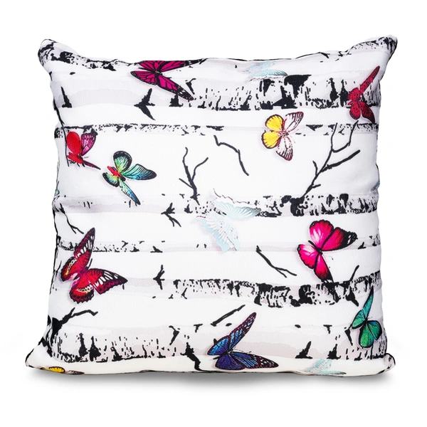 Palak Saxena Set of 5 Decorative Cushion Covers, 40 x 40 cm, Square Cotton Linen Butterfly Decorative Cushion Covers with Hidden Zip, Single-Sided Print, Decorative Cushion Covers for Sofa, Car, Outdoor, Bedroom