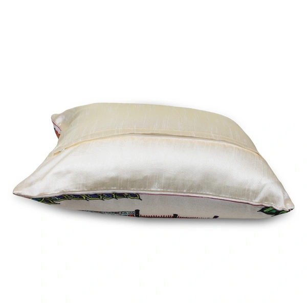 Palak Saxena PALAK SAXENA Set of 5 Decorative Cushion Covers, 40 x 40 cm, Square Cotton Linen Madhubani Print Decorative Cushion Covers with Hidden Zip, Single-Sided Print