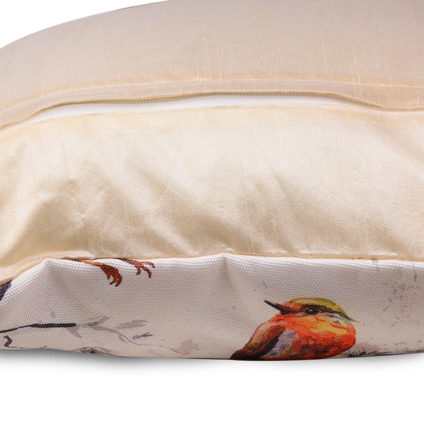 PALAK SAXENA Set of 5 Decorative Cushion Covers, 40 x 40 cm, Square Cotton Linen Nature PrintDecorative Cushion Covers with Hidden Zip, Single-Sided Print - 40 x 40 cm, White