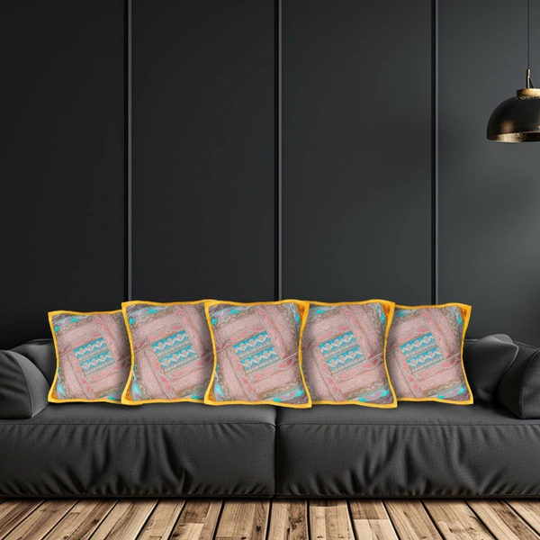 PALAK SAXENA Gujrati Style Decorative Boho Patch Cushion Covers Single-Sided - 40 x 40 CM, Confetti