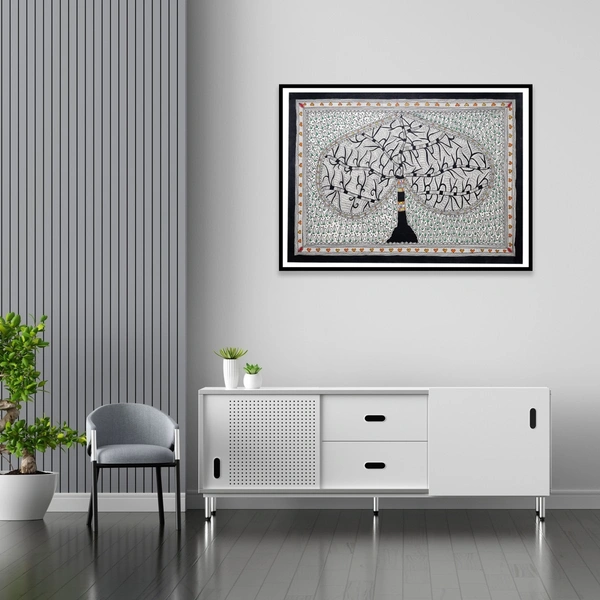  Madhubani Tree Wall Art - Exquisite Hand-painted Indian Art for Home Decoration - Ideal for Living Room, Bedroom, or Office - Unframed (32.2 x 24.2 inches) - 32.2 x 24.2 inches