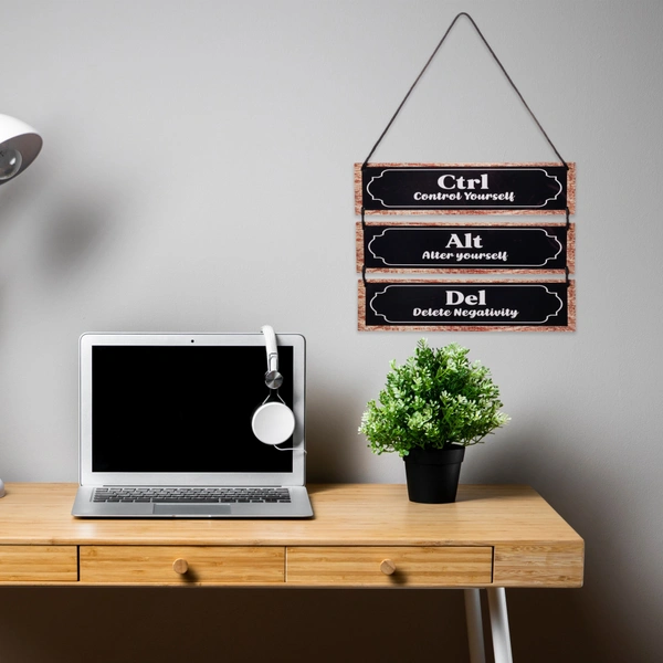 Palak Saxena 'Control Yourself' Office Wall Decor - Inspirational Wooden Wall Hangings - Motivational Wall Art with Sayings for Office,Home - 12x 11 inch