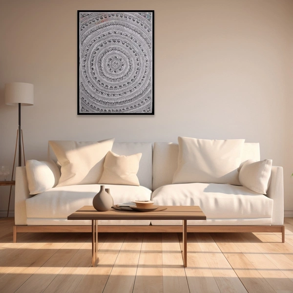 Intricate Mandala Art | Authentic Madhubani Painting Unframed 32.2 x 24.2 inches - 32.2 x 24.2 inches