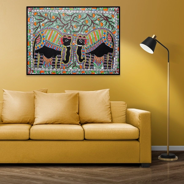  Madhubani Art Elephant Premium Canvas Wall Painting Without Frame for Living Room Drawing Room Home|Office|Gift - 32.2 x 24.2  inches