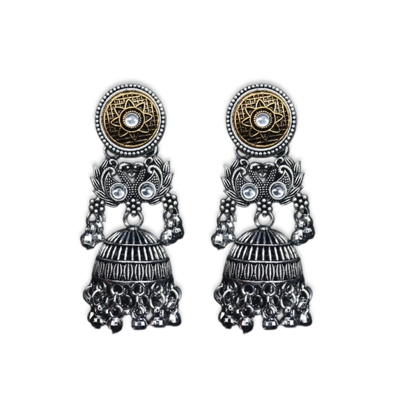 Radiant Mirror Work Oxidized Jhumka Earrings – Graceful Ethnic jewellery for Women & Girls