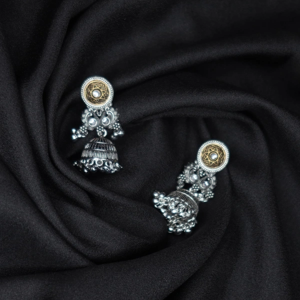 Radiant Mirror Work Oxidized Jhumka Earrings – Graceful Ethnic jewellery for Women & Girls
