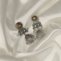 Radiant Mirror Work Oxidized Jhumka Earrings – Graceful Ethnic jewellery for Women & Girls