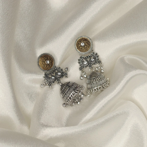 Radiant Mirror Work Oxidized Jhumka Earrings – Graceful Ethnic jewellery for Women & Girls