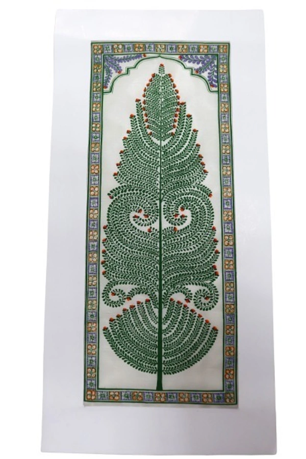 PALAK SAXENA Handmade designing tree (Leaf) Wall hanging Pattachitra Art Work on Tussar Silk for Home and Office Decoration Pattachitra painting Hand painted - 52L x 25W Centimeters