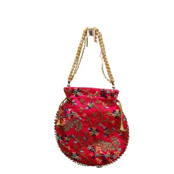 PALAK SAXENA  Stylish Beaded Potli Bag - Ethnic Drawstring Handbag for a Fashionable Look