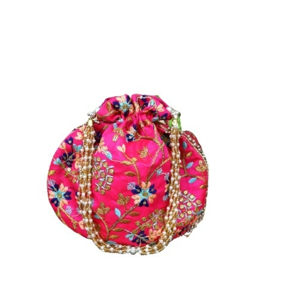 PALAK SAXENA  Stylish Beaded Potli Bag - Ethnic Drawstring Handbag for a Fashionable Look