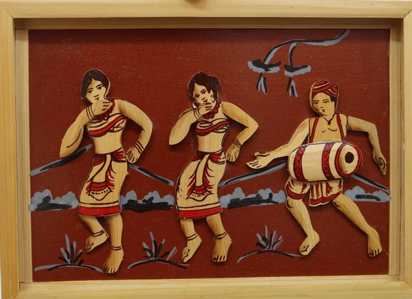 Palak Saxena Bamboo made Wall Photo frame, tribal lady image crafted by bamboo, 12x8 Inches - 12x8 Inches