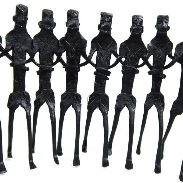 Palak Saxena  Antique Bastar Tribal Art Home décor | Handmade Showpiece Gifts - Table Decor, Corner Shelves & Office Decor Showpiece Handicraft - 5 Walking Tribals - Black - Standard