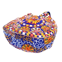 Royal Looking Cotton Traditional Ethnic Rajasthani Jaipuri Embroidered Hand bag/Purse for Girls Women (Blue Elephant) - 18x10x5 inch