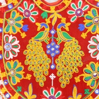 Palak Saxena Beautiful Rajasthani Ethnic Peacock Design Jhola Bag/Shoulder Handbags For ladies, Girls (Red) - 18x10x5 inch