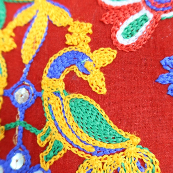 Palak Saxena Beautiful Rajasthani Ethnic Peacock Design Jhola Bag/Shoulder Handbags For ladies, Girls (Red) - 18x10x5 inch