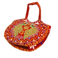 Palak Saxena Beautiful Rajasthani Ethnic Peacock Design Jhola Bag/Shoulder Handbags For ladies, Girls (Red) - 18x10x5 inch