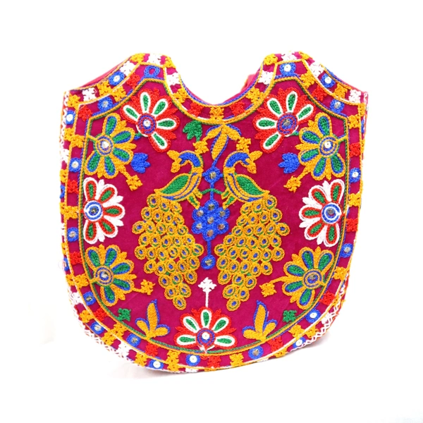 Palak Saxena Beautiful Rajasthani Ethnic Peacock Design Jhola Bag/Shoulder Handbags For ladies, Girls (magenta)) - 18x10x5 inch