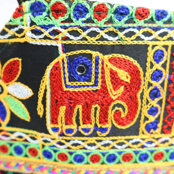 Palak Saxena Handmade Rajasthani Double-Sided Embroidery Multicolor Regular Tote Bag for Women - 18x10x5 inch