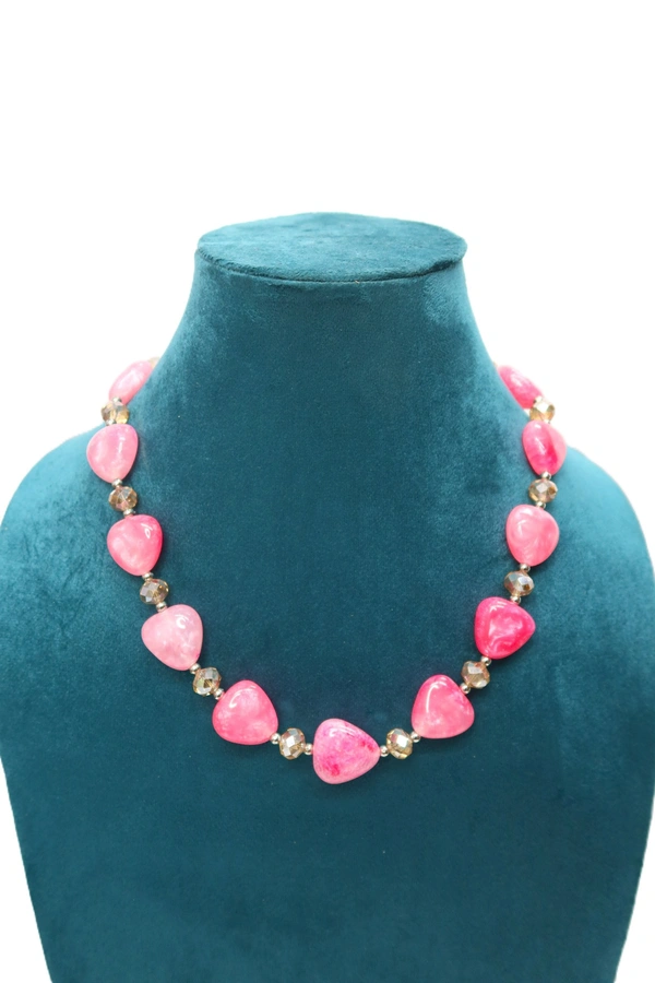 Pink Heart charm jewelry Set - Necklace & Earrings