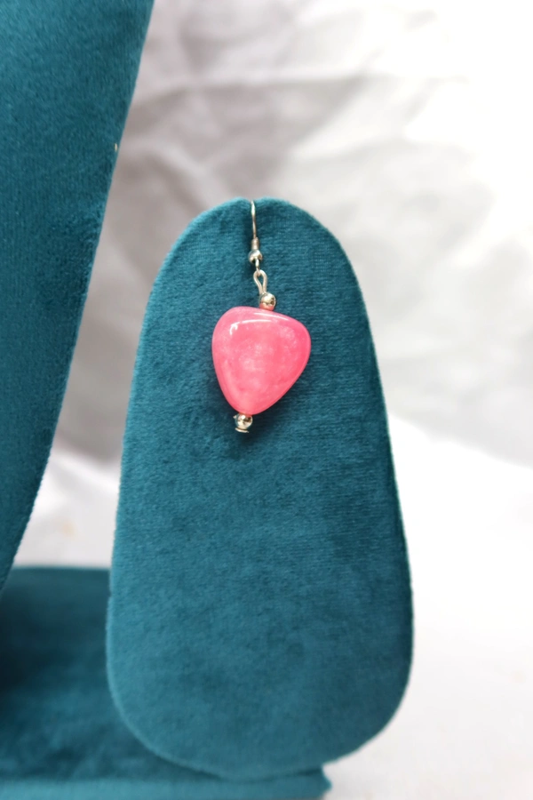 Pink Heart charm jewelry Set - Necklace & Earrings