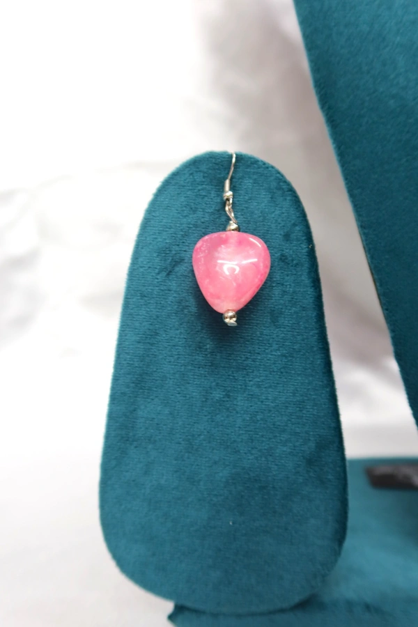 Pink Heart charm jewelry Set - Necklace & Earrings