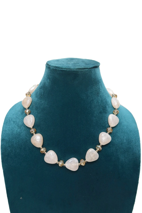 White Heart charm jewelry Set - Necklace & Earrings - White