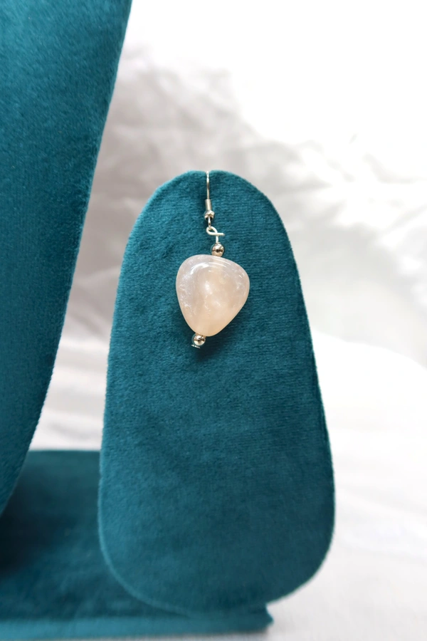 White Heart charm jewelry Set - Necklace & Earrings - White