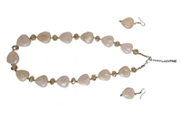 White Heart charm jewelry Set - Necklace & Earrings - White