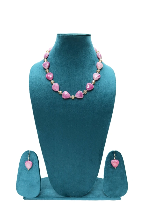 Purple Heart charm jewelry Set - Necklace & Earrings - Purple