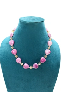 Purple Heart charm jewelry Set - Necklace & Earrings - Purple