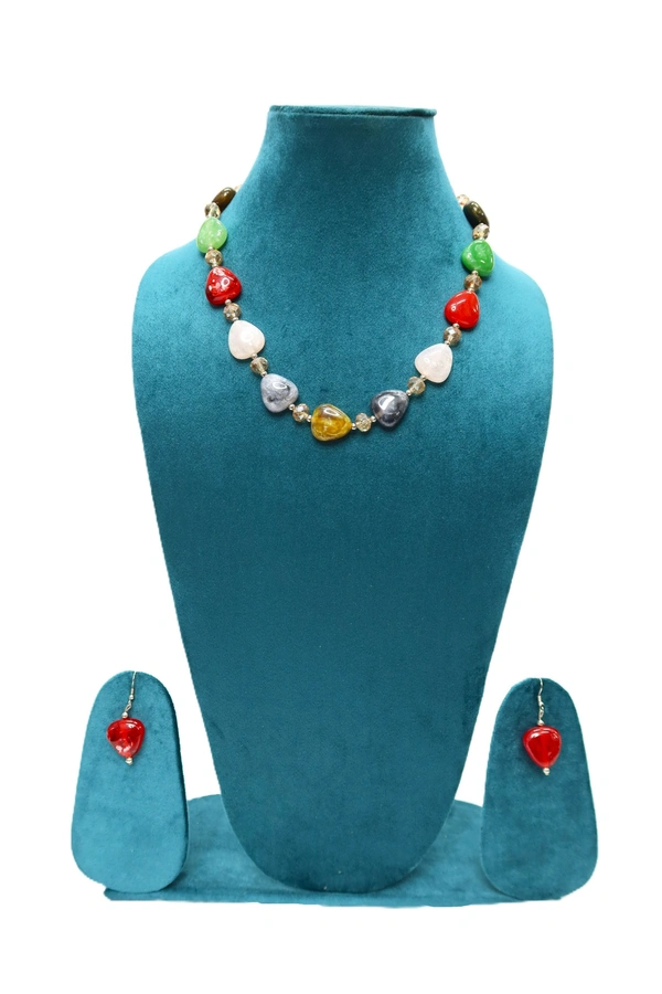 Multi Heart charm jewelry Set - Necklace & Earrings - Multi