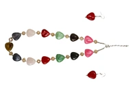 Multi Heart charm jewelry Set - Necklace & Earrings - Multi