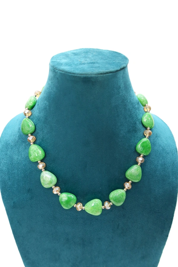 Green Heart charm jewelry Set - Necklace & Earrings - Green