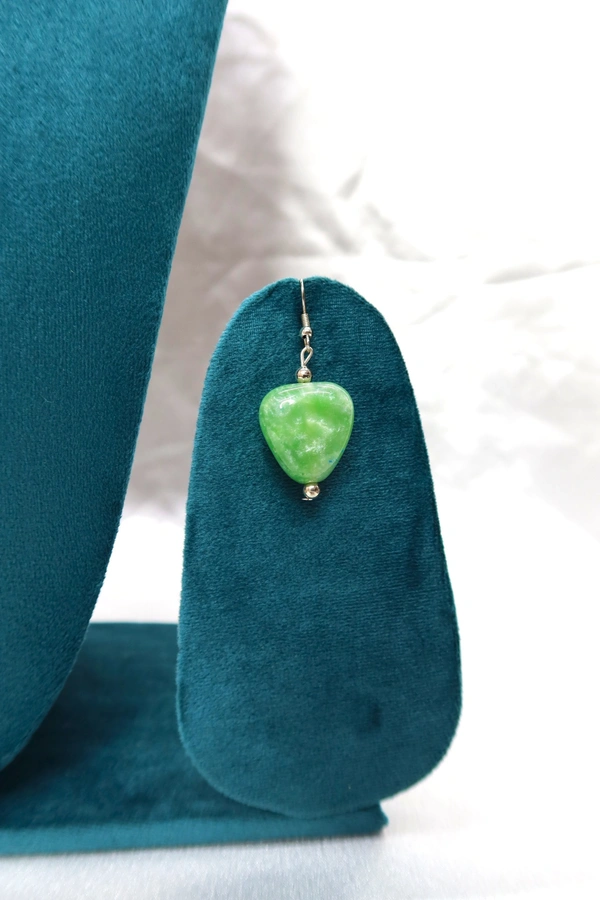 Green Heart charm jewelry Set - Necklace & Earrings - Green