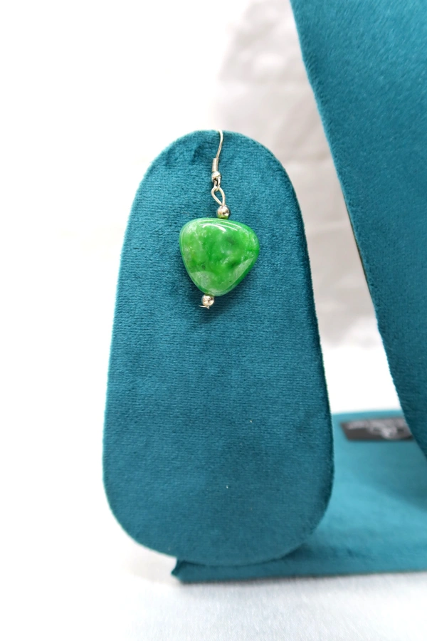 Green Heart charm jewelry Set - Necklace & Earrings - Green