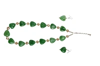 Green Heart charm jewelry Set - Necklace & Earrings - Green
