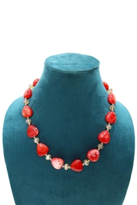 Red Heart charm jewelry Set - Necklace & Earrings - Red
