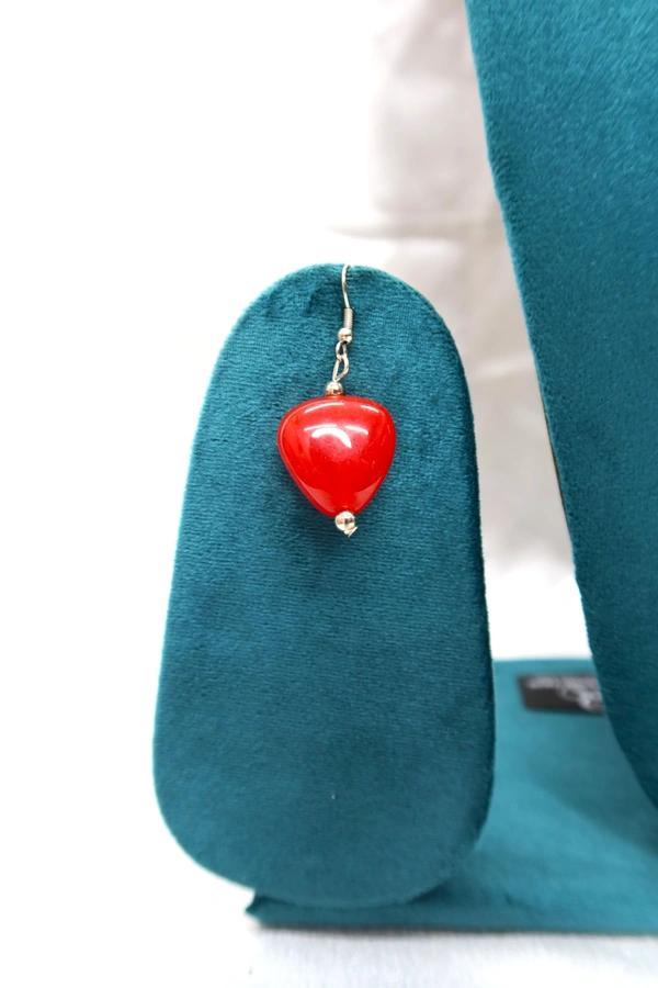 Red Heart charm jewelry Set - Necklace & Earrings - Red