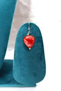 Red Heart charm jewelry Set - Necklace & Earrings - Red