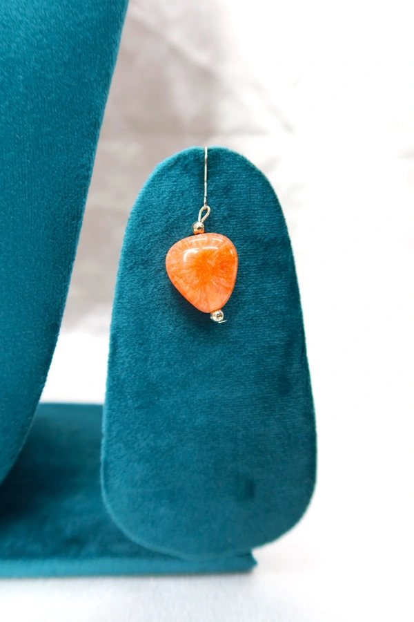 Orange Heart charm jewelry Set - Necklace & Earrings - Orange