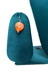Orange Heart charm jewelry Set - Necklace & Earrings - Orange
