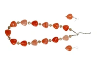 Orange Heart charm jewelry Set - Necklace & Earrings - Orange