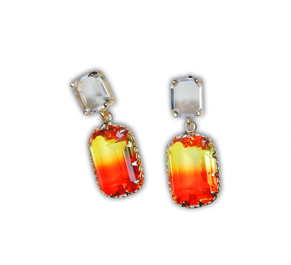 Bold & Beautiful Yellow-Red Teardrop Earrings – Elegant Statement Jewellery for Women - Yellow  and Red