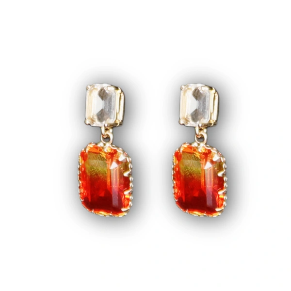 Bold & Beautiful Yellow-Red Teardrop Earrings – Elegant Statement Jewellery for Women - Yellow  and Red