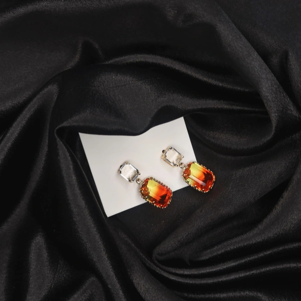 Bold & Beautiful Yellow-Red Teardrop Earrings – Elegant Statement Jewellery for Women - Yellow  and Red